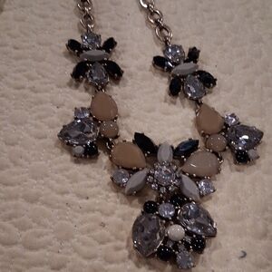 J. Crew Black and Gray Floral Necklace